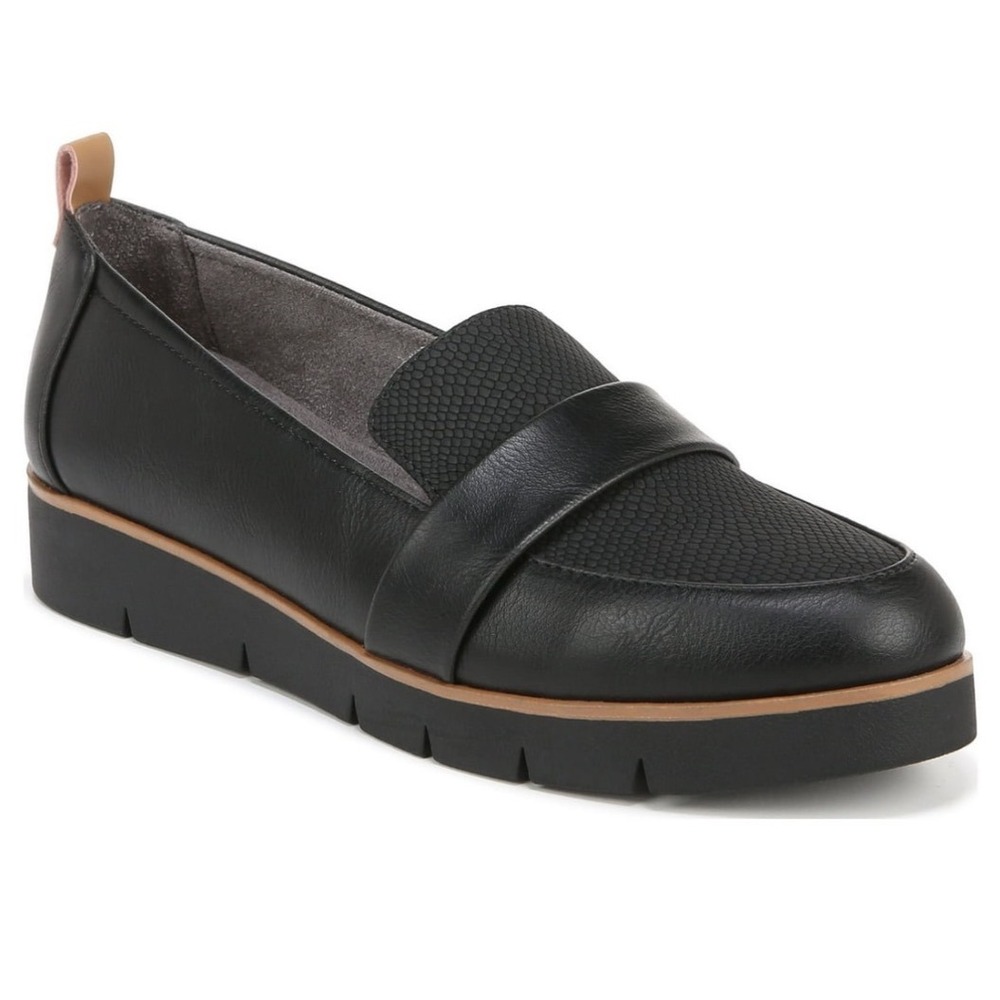 Dr Scholls Vintage Webster Black Platform Slip On Loafers Women's Size 9.5